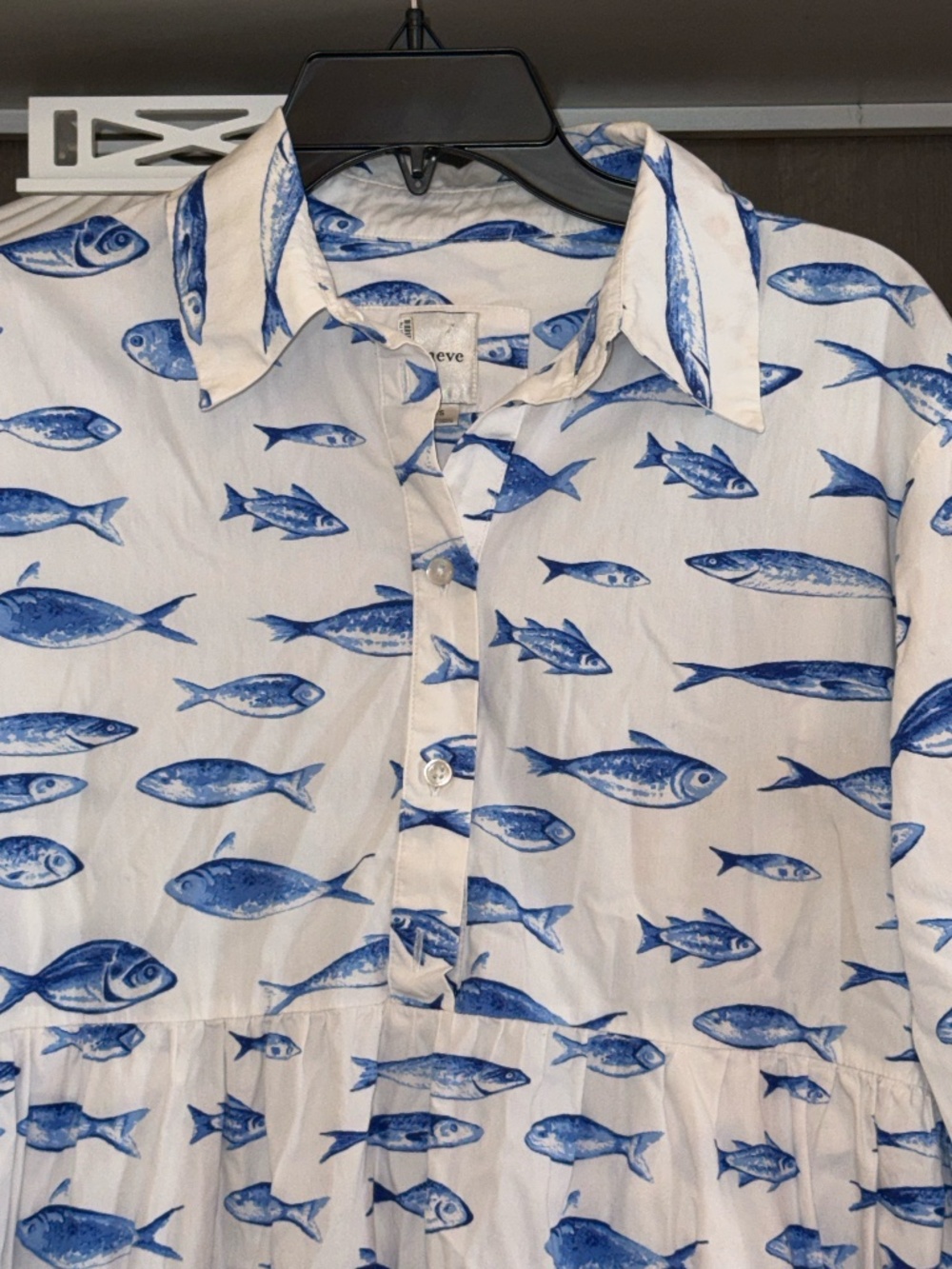 Maeve Anthropologie Xs fish dress ruffle Bettina shirt dress - Picture 5 of 6